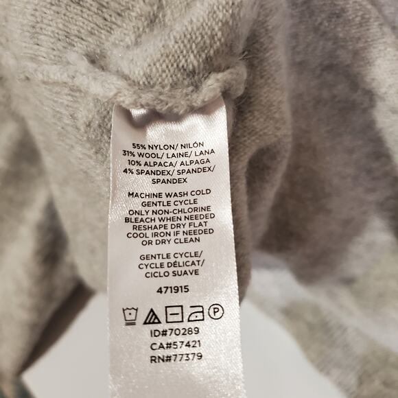 Ann Taylor Wool Alpaca Knit Gray Tunic Sweater Womens Size XL Bell Sleeve Ribbed - Picture 7 of 8